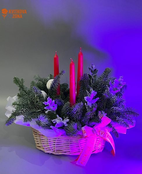Композиція з нобілісу зі свічками 20003 фото